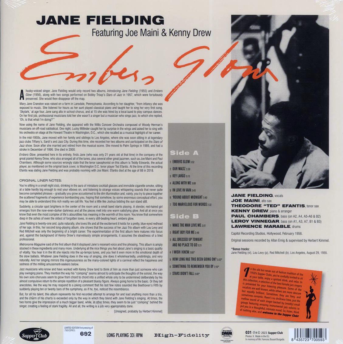 Jane Fielding, The Kenny Drew Quintet - Embers Glow (+4 bonus tracks) (ltd. ed.) (180g) [New Vinyl Record LP]