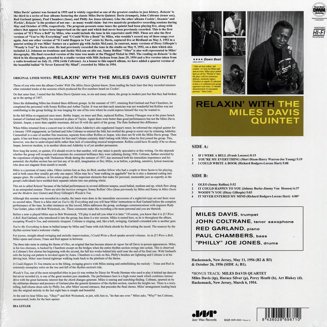 Miles Davis Quintet - Relaxin' With Miles Davis Quintet (180g) [New Vinyl Record LP]