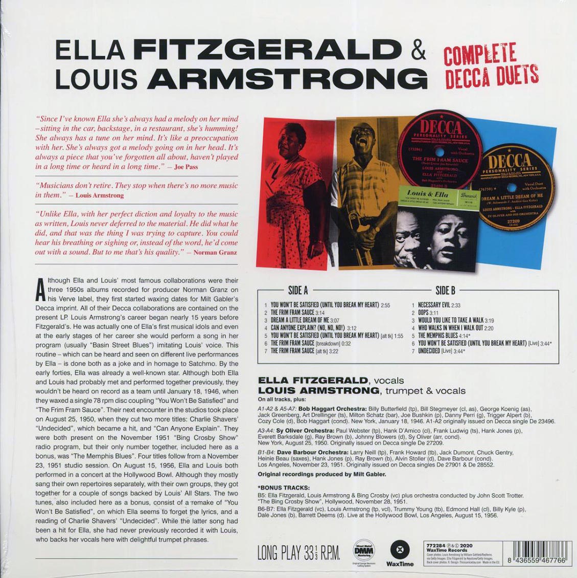 Ella Fitzgerald, Louis Armstrong - Complete Decca Duets (+3 bonus tracks) (ltd. ed.) (180g) [New Vinyl Record LP]