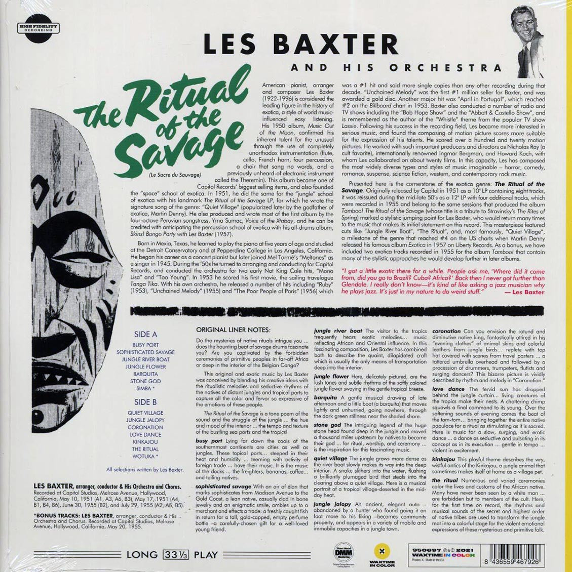 Les Baxter & His Orchestra - Ritual Of The Savage (Le Sacre Du Sauvage) (+2 bonus tracks) (ltd. ed.) (180g) (yellow vinyl) [New Vinyl Record LP]