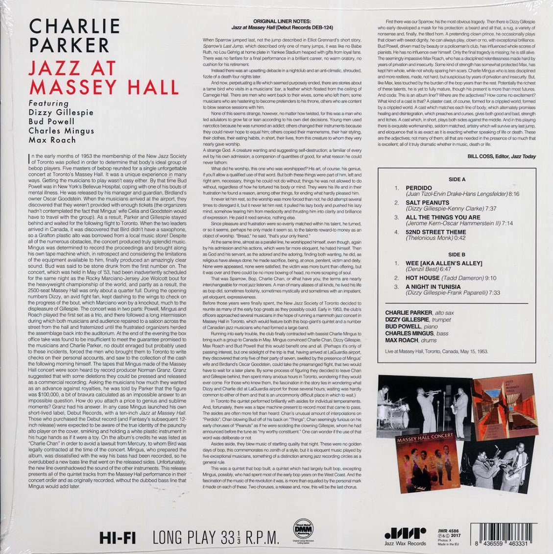 Charlie Parker, Dizzy Gillespie, Bud Powell, Charles Mingus, Max Roach - Jazz At Massey Hall (ltd. ed.) (180g) (remastered) [New Vinyl Record LP]
