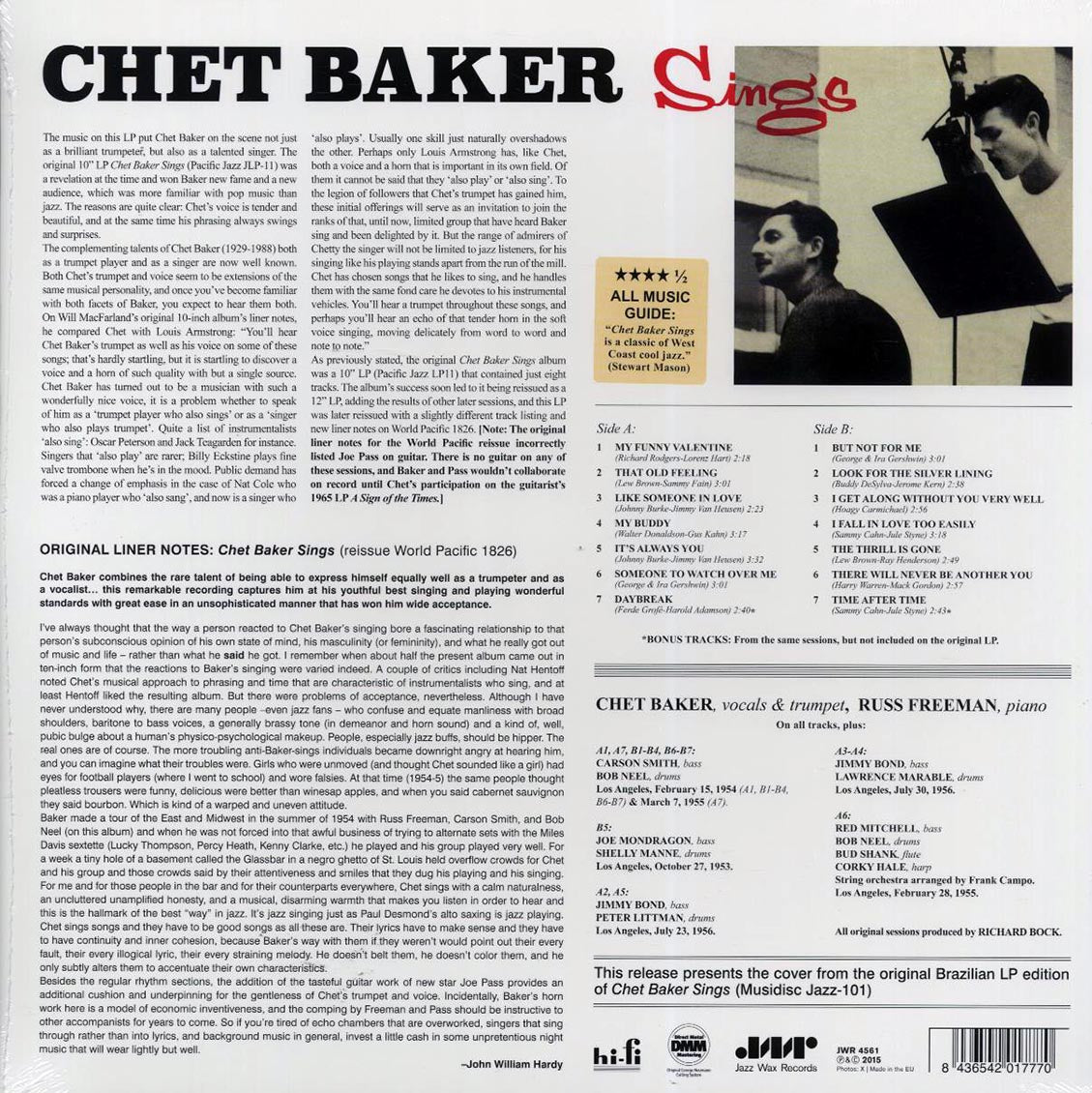 Chet Baker - Sings (ltd. ed.) (180g) (remastered) [New Vinyl Record LP]