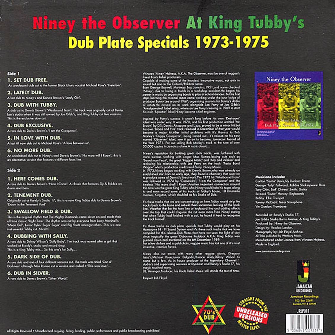 Niney The Observer - Niney The Observer At King Tubby's: Dub Plate Specials (180g) [New] [New Vinyl]