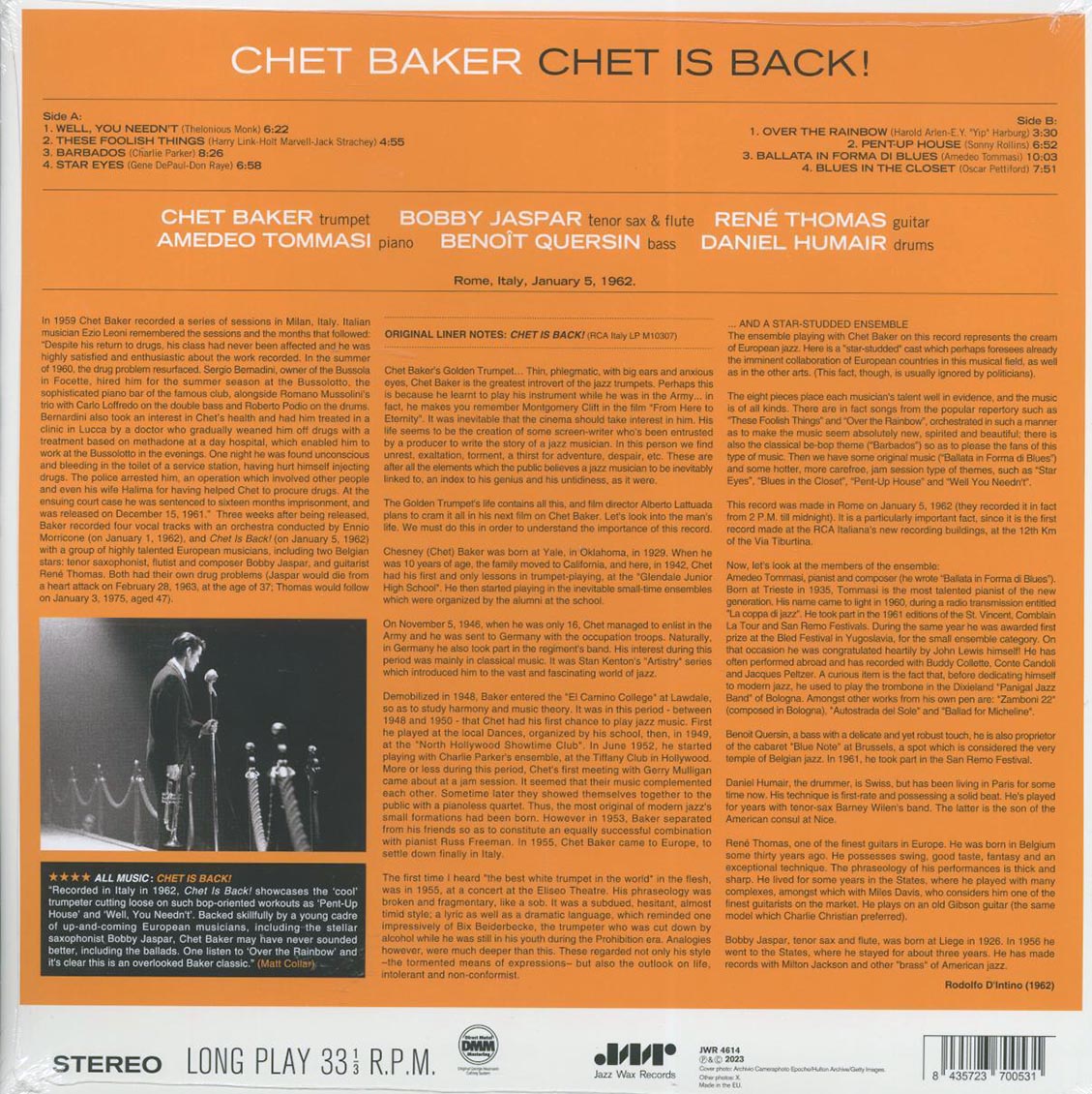 Chet Baker - Chet is Back! (ltd. ed.) (180g) (remastered) [New Vinyl Record LP]