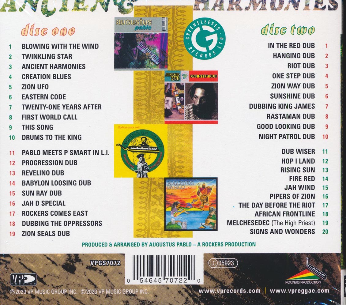 Augustus Pablo - Ancient Harmonies: Blowing With The Wind + Rockers Comes East + One Step Dub + Rising Sun (4 albums on 2 CDs) (39 tracks) (2xCD) (deluxe 3-fold digipak) [New CD]