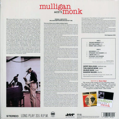 Thelonious Monk, Gerry Mulligan - Mulligan Meets Monk (+bonus track) (180g) [New Vinyl Record LP]