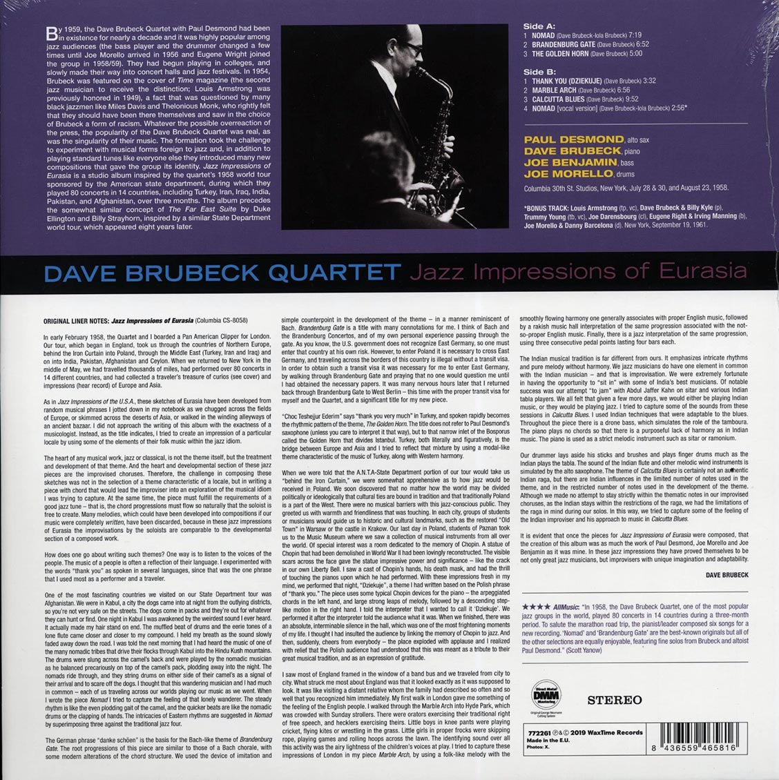 Dave Brubeck Quartet - Jazz Impressions Of Eurasia (+bonus track) (ltd. ed.) (180g) (remastered) [New Vinyl Record LP]