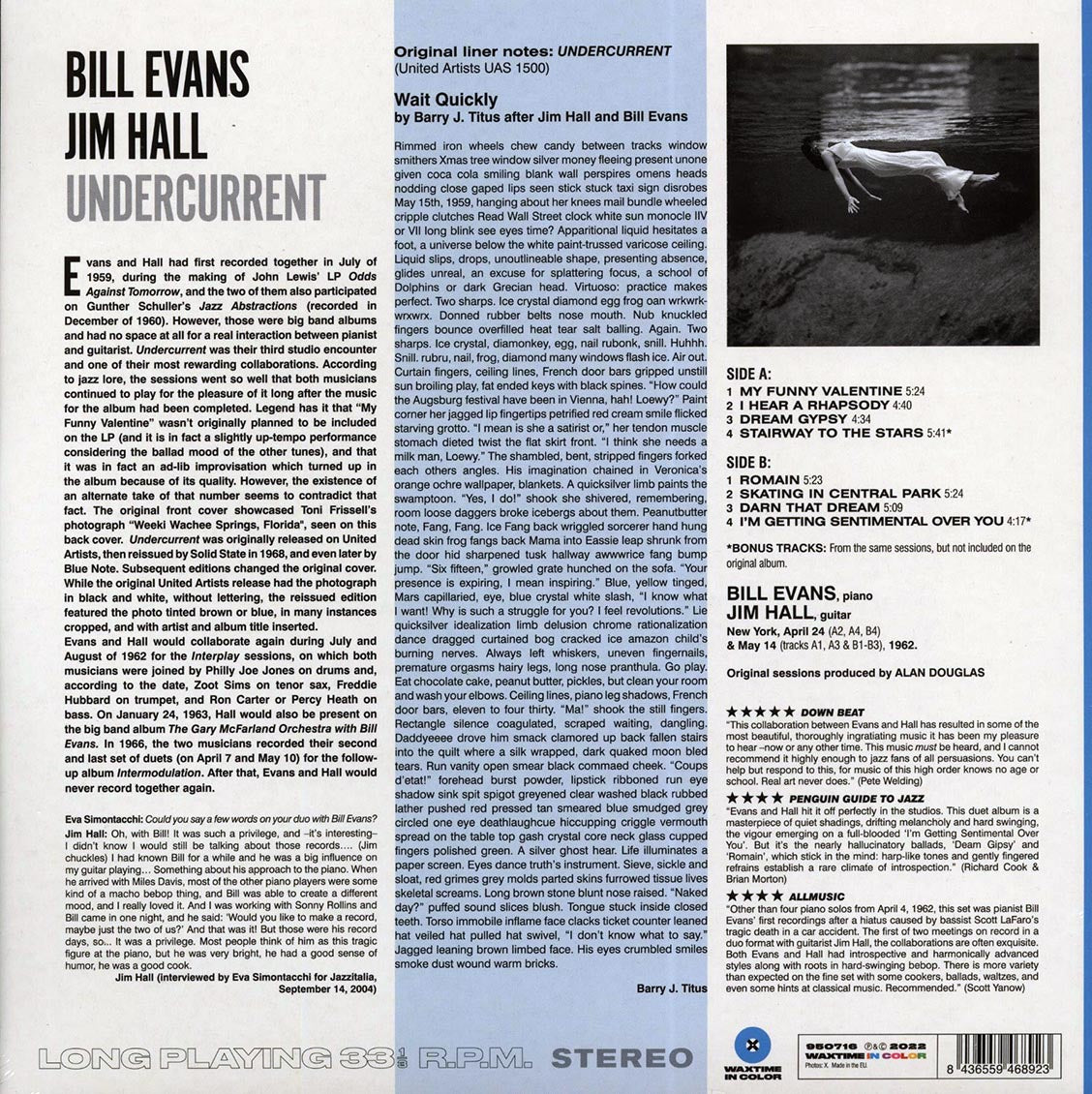 Bill Evans, Jim Hall - Undercurrent (+2 bonus tracks) (ltd. ed.) (180g) (blue vinyl) [B] [New Vinyl Record LP]