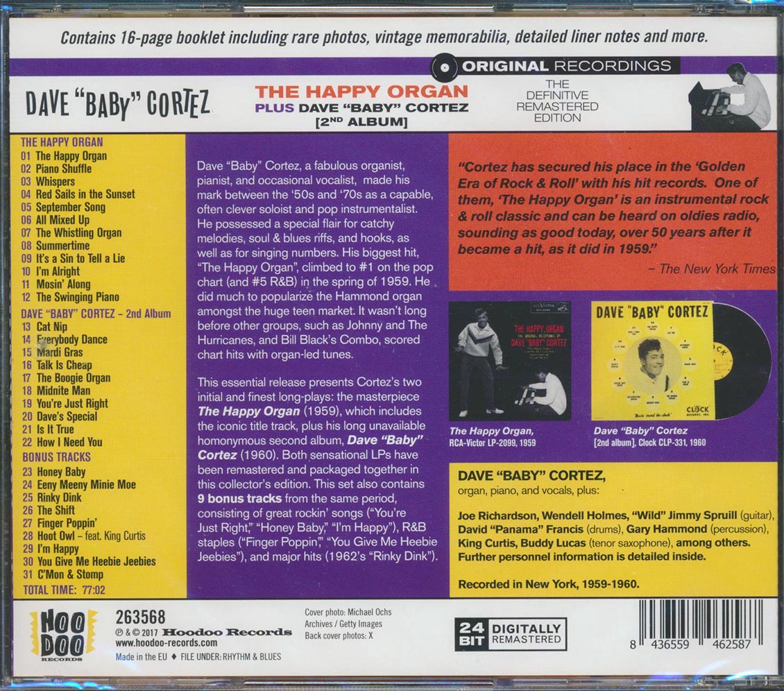 Dave Baby Cortez - The Happy Organ + Dave Baby Cortez (3 albums on 2 CDs) (31 tracks) (incl. 16-page booklet) (24-bit mastering) (remastered) [New CD]