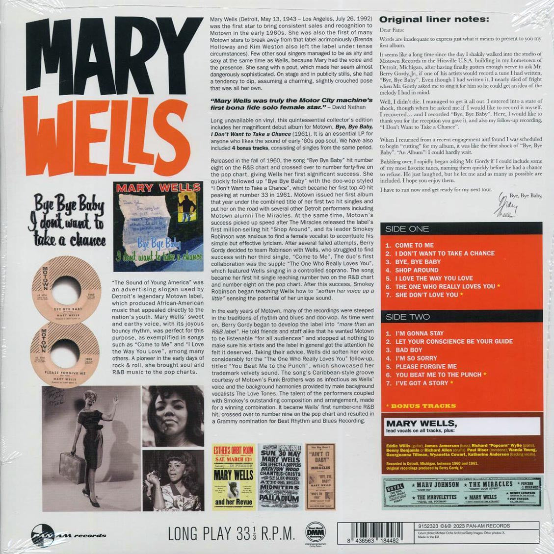 Mary Wells - Bye Bye Baby, I Don't Want To Take A Chance (+4 bonus tracks) (ltd. ed.) (180g) [New Vinyl Record LP]