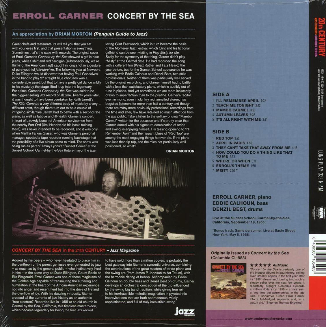 Erroll Garner - Concert By The Sea (+bonus track) (180g) (red vinyl) [New Vinyl Record LP]