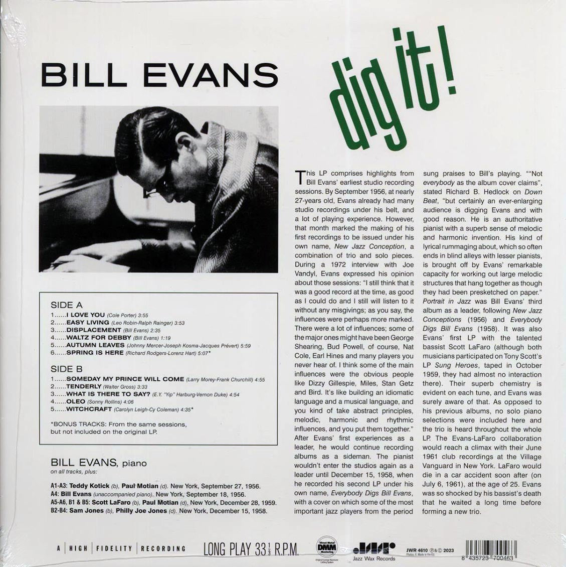 Bill Evans - Dig It! (+2 bonus tracks) (ltd. ed.) (180g) [New Vinyl Record LP]