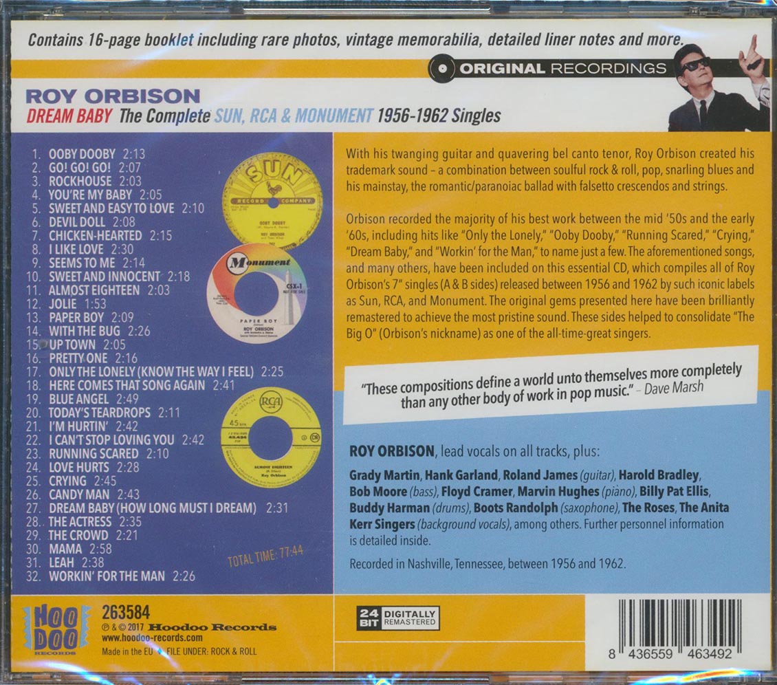 Roy Orbison - Dream Baby: The Complete 1956-1962 Singles: Sun, RCA & Monument (32 tracks) (incl. 16-page booklet) (remastered) (24-bit mastering) [New CD]