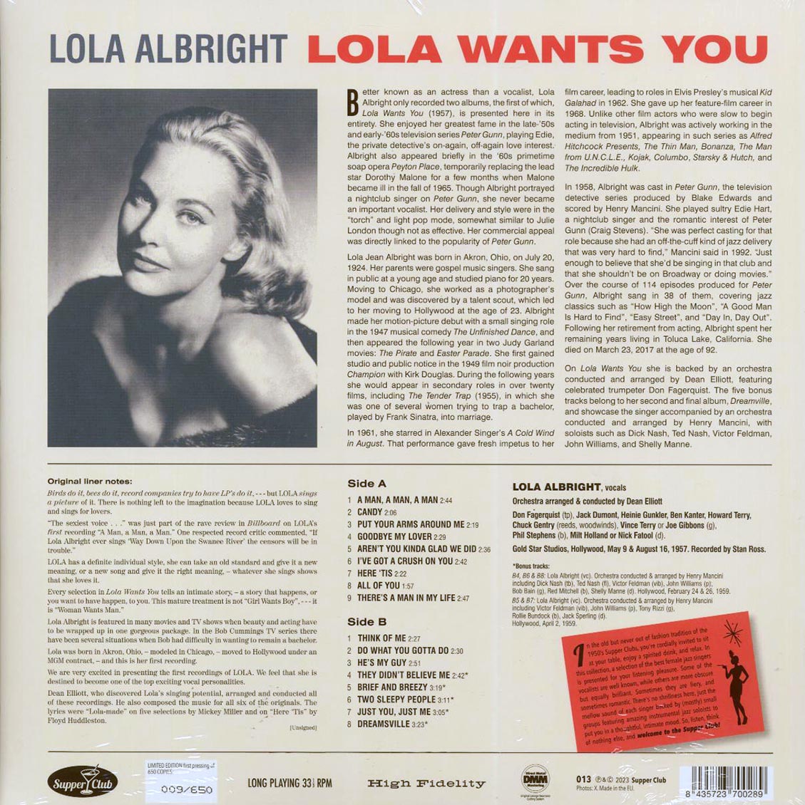 Lola Albright - Lola Wants You (+5 bonus tracks) (ltd. ed.) (180g) [New Vinyl Record LP]