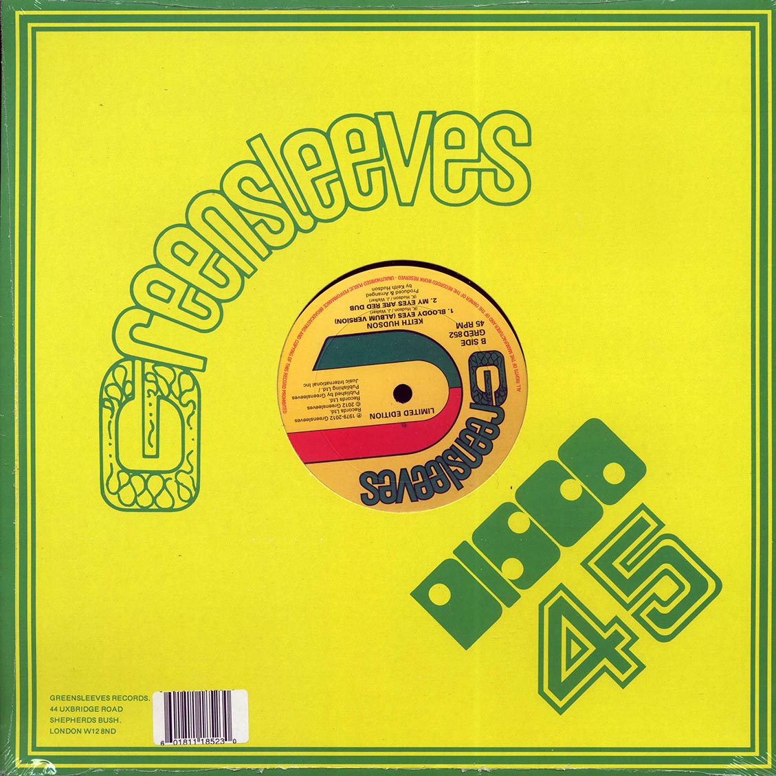 Keith Hudson - Bloody Eyes; Bloody Eyes Dub  /  Keith Hudson - Bloody Eyes (Album Version); My Eyes Are Red Dub [New Vinyl Record 12" Single]