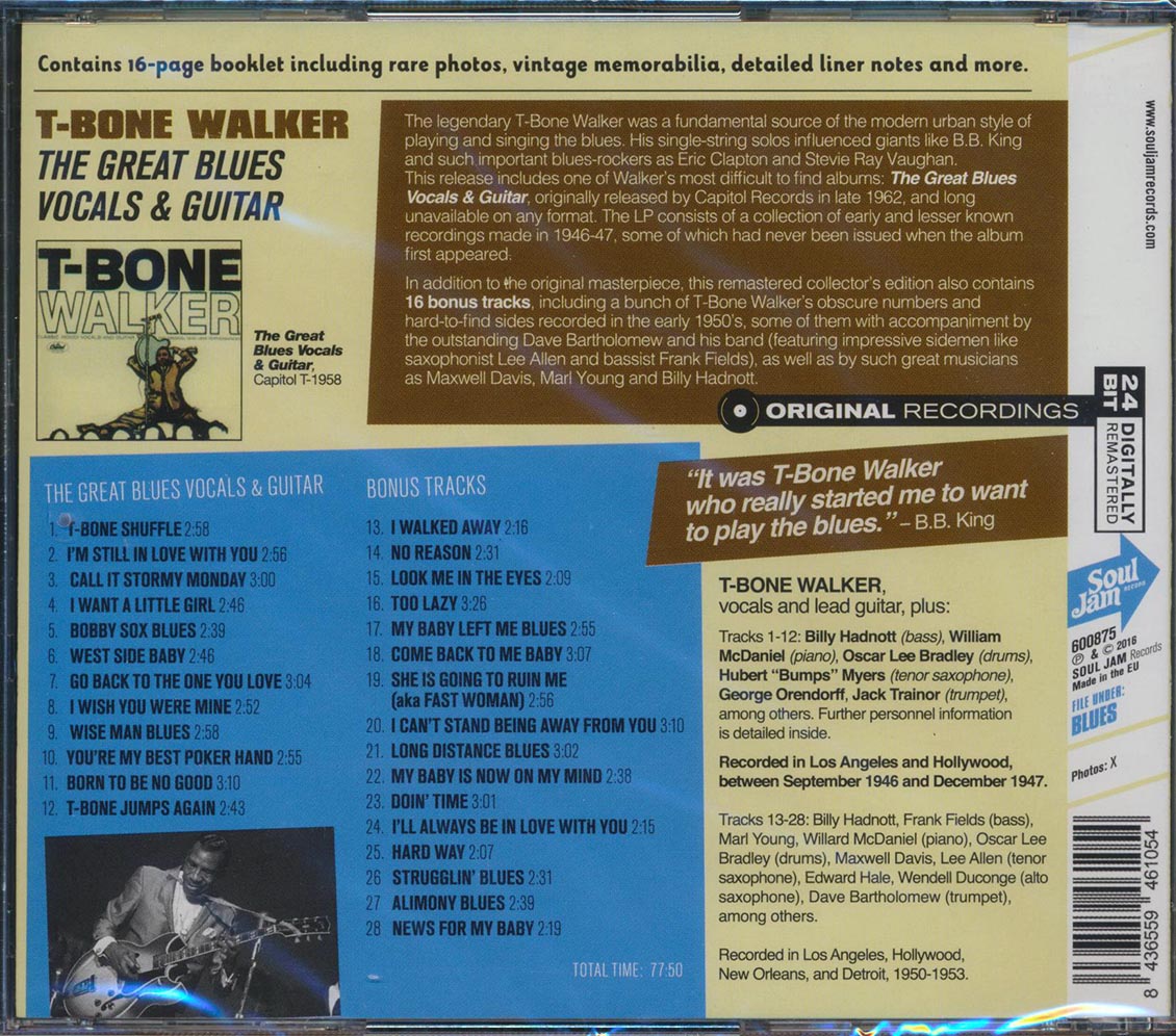 T-Bone Walker - The Great Blues Vocals & Guitar (incl. large booklet) (remastered) [New CD]