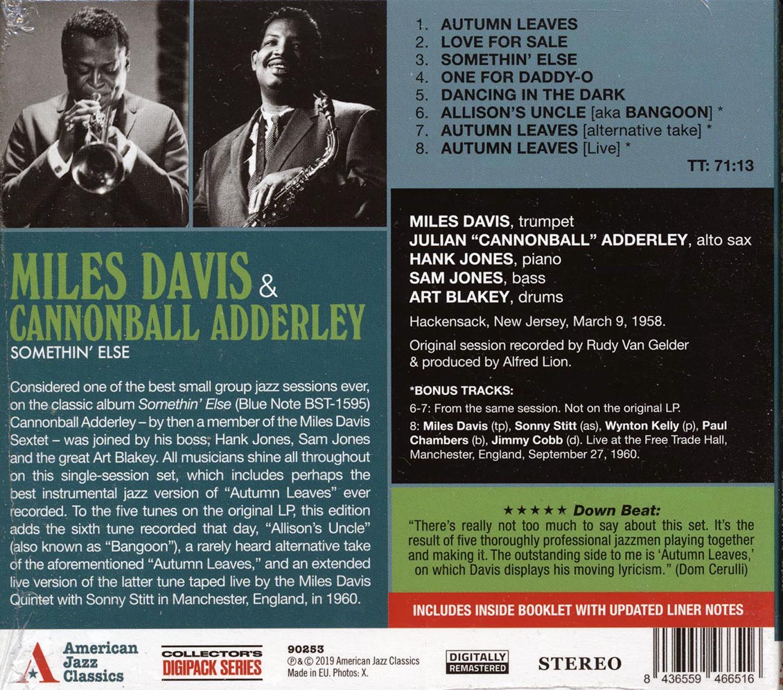 Miles Davis, Cannonball Adderley - Somethin' Else [New] [New CD]