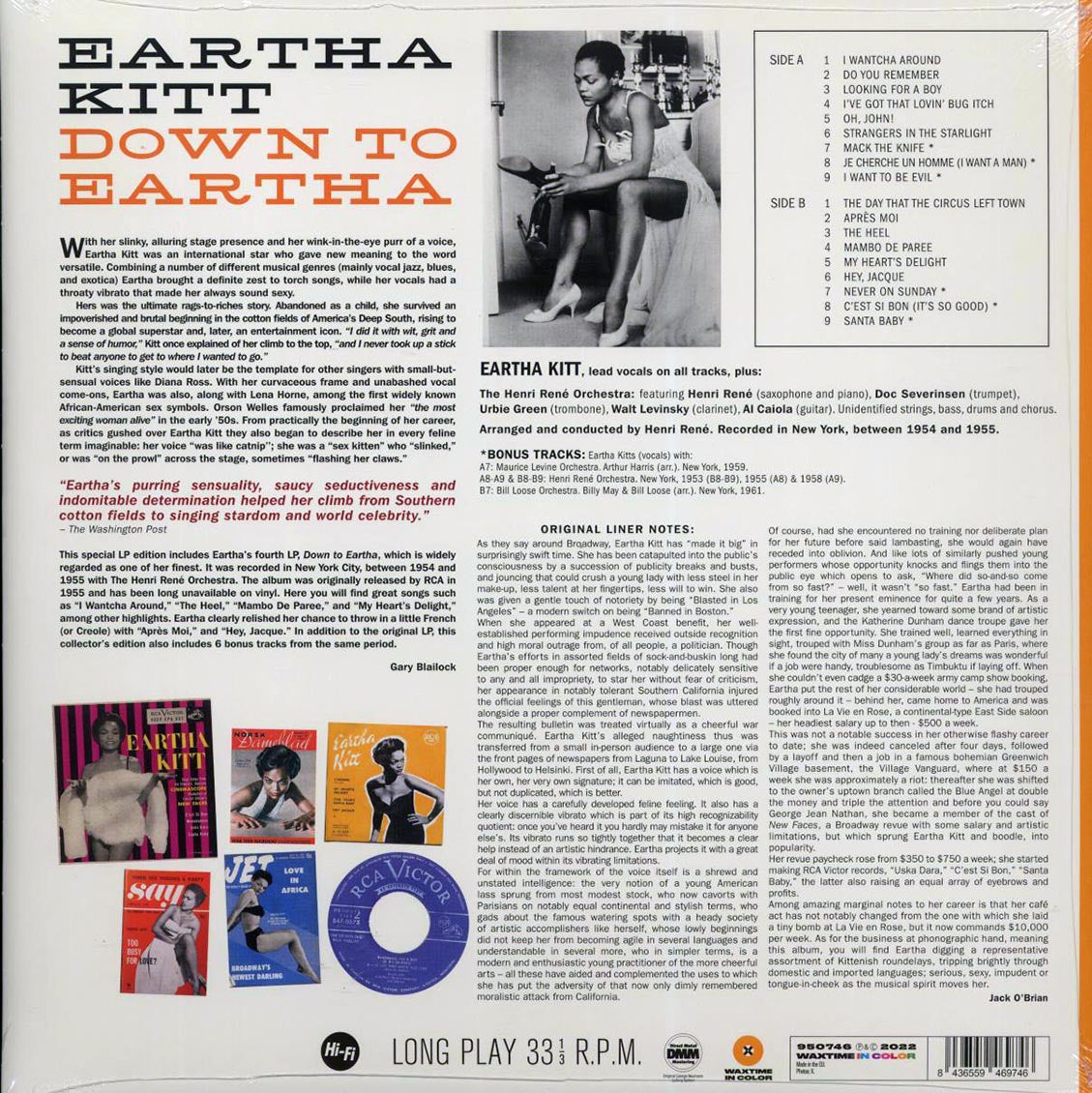 Eartha Kitt - Down To Eartha (+6 bonus tracks) (180g) (orange vinyl) [New Vinyl Record LP]