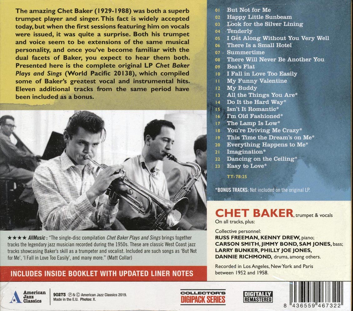 Chet Baker - Chet Baker Plays And Sings [New] [New CD]