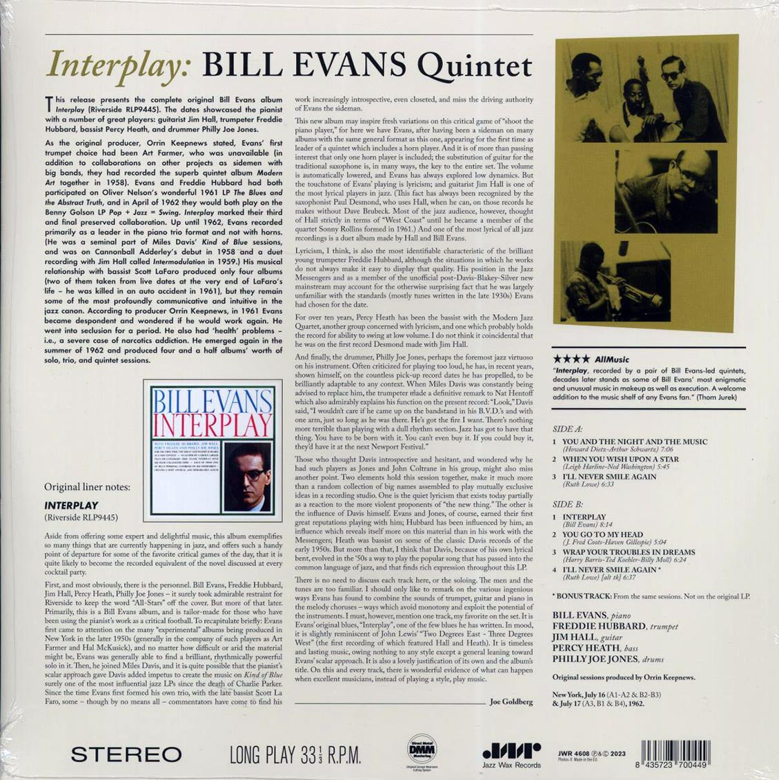 Bill Evans Quintet - Interplay (+bonus track) (ltd. ed.) (180g) [New Vinyl Record LP]