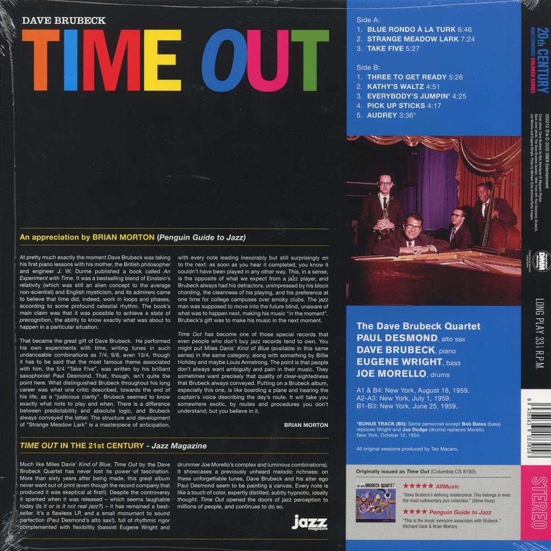 Dave Brubeck Quartet - Time Out (+bonus track) (ltd. ed.) (180g) (yellow vinyl) [New Vinyl Record LP]