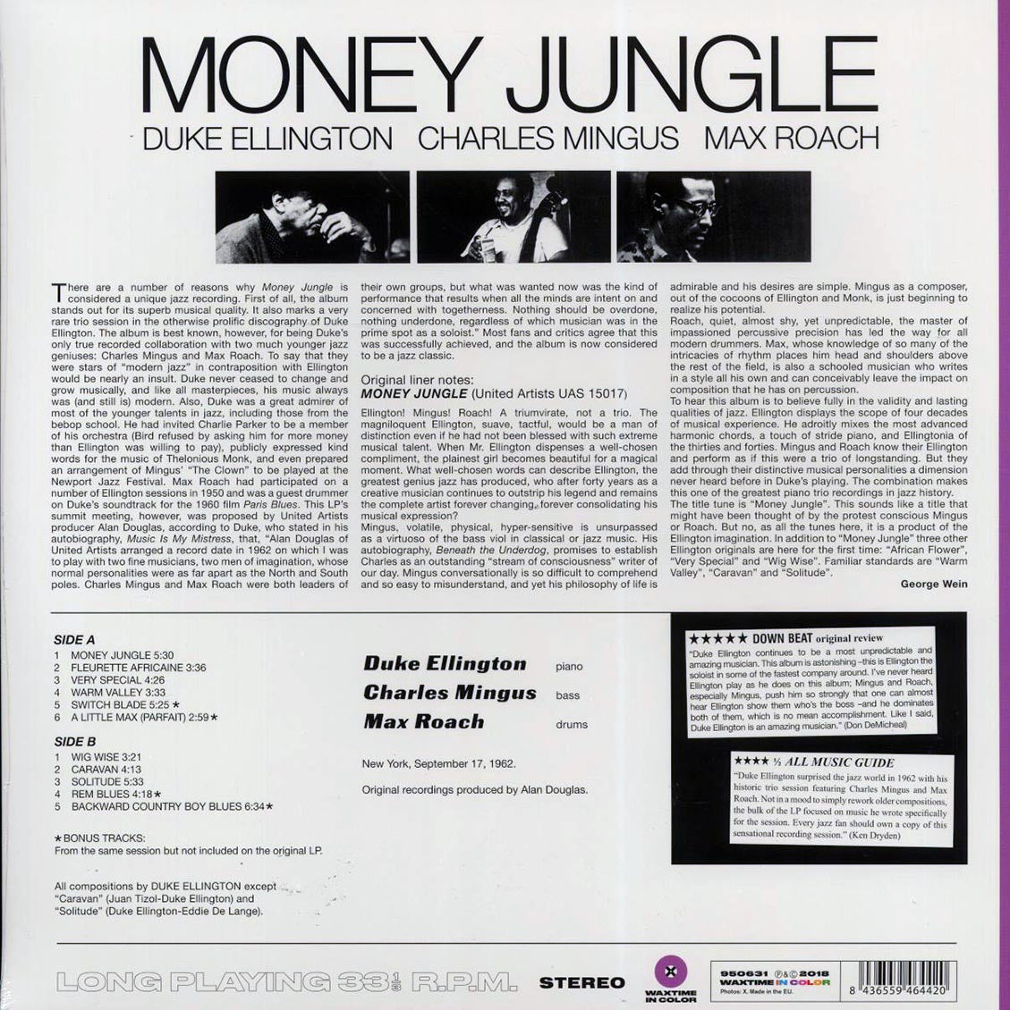 Duke Ellington, Charlie Mingus, Max Roach - Money Jungle (+4 bonus tracks) (ltd. ed.) (180g) (purple vinyl) [New Vinyl Record LP]