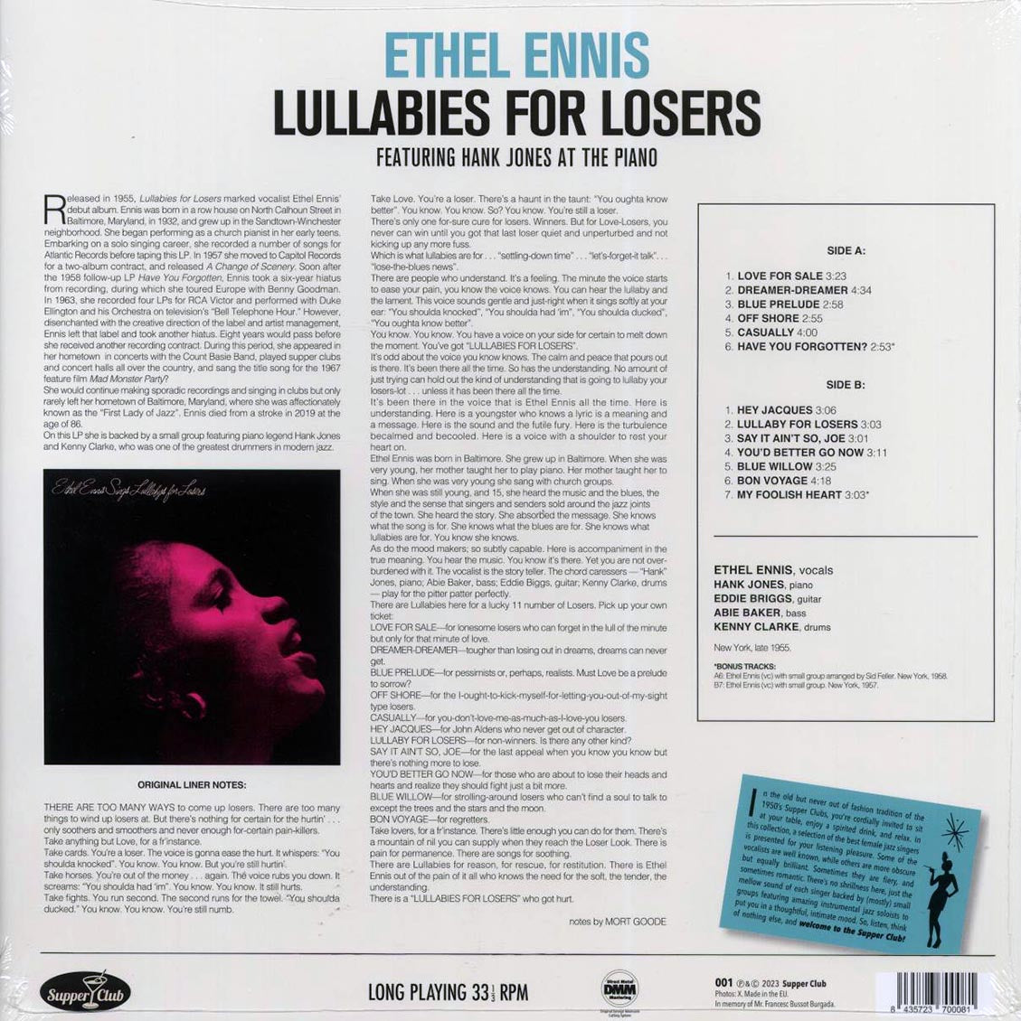 Ethel Ennis - Lullabies For Losers (+2 bonus tracks) (ltd. 500 copies made) (180g) [New Vinyl Record LP]