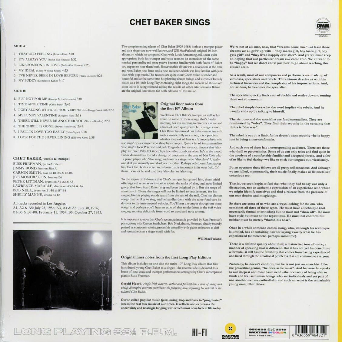 Chet Baker - Sings (ltd. ed.) (180g) (yellow vinyl) [New Vinyl Record LP]