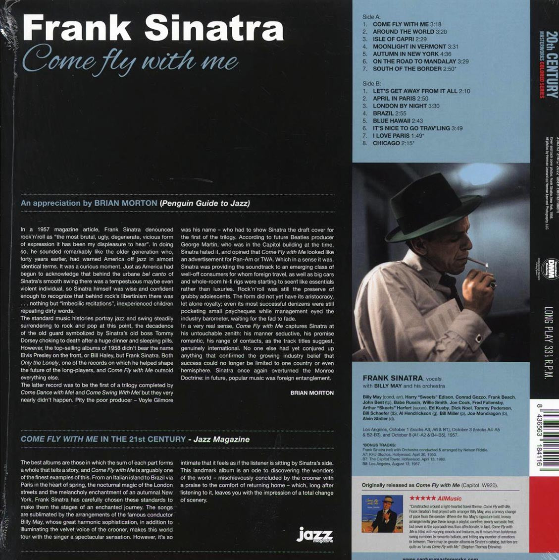 Frank Sinatra - Come Fly With Me (+3 bonus tracks) (180g) (blue vinyl) [New Vinyl Record LP]