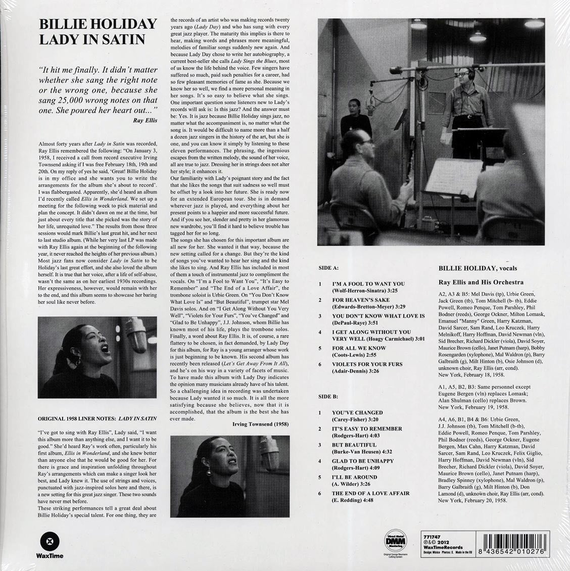 Billie Holiday - Lady In Satin (ltd. ed.) (180g) (remastered) [New Vinyl Record LP]