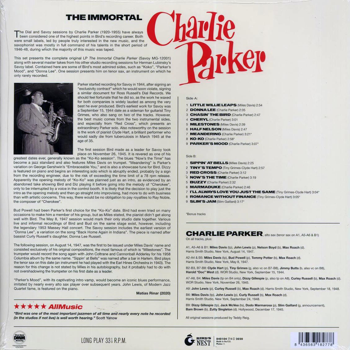 Charlie Parker - The Immortal (+6 bonus tracks) (ltd. ed.) (180g) (green vinyl) [New Vinyl Record LP]