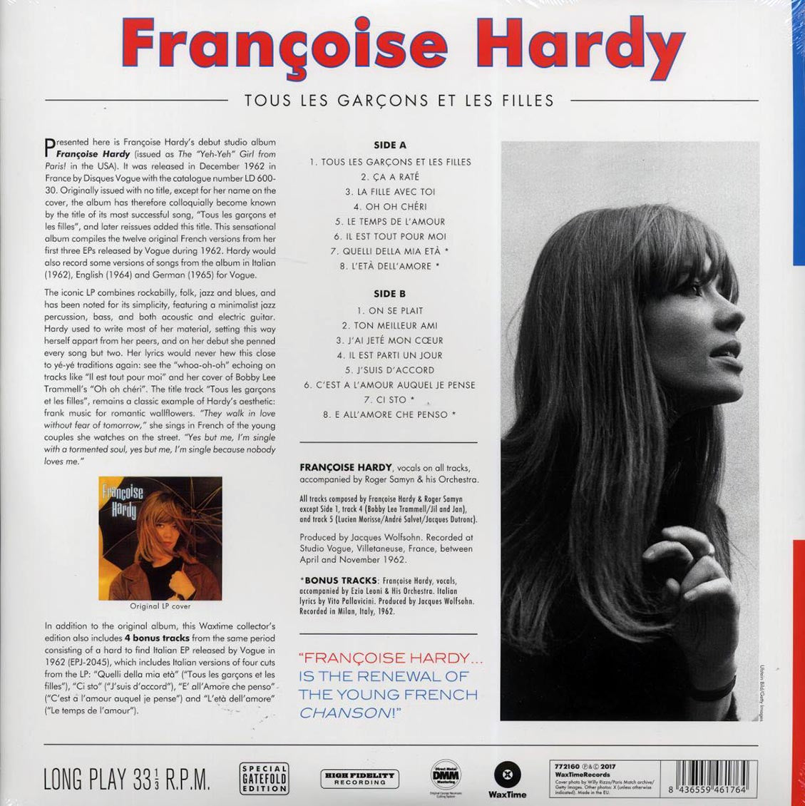 Francoise Hardy - Tous Les Garcons Et Les Filles (+4 bonus tracks) (180g) [B] [New Vinyl Record LP]