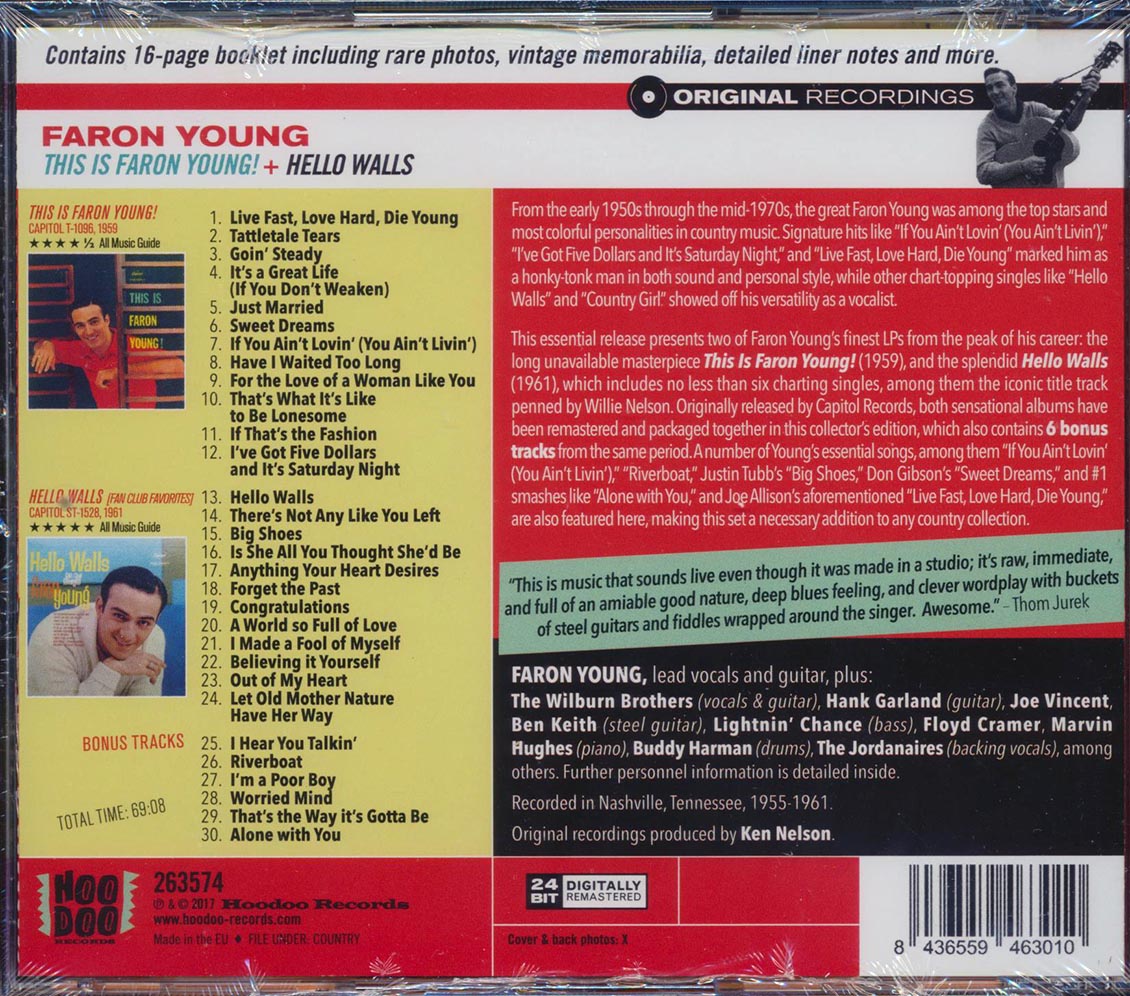 Faron Young - This Is Faron Young! + Hello Walls (2 albums on 1 CD) (30 tracks) (incl. 16-page booklet) (24-bit mastering) (remastered) [New CD]