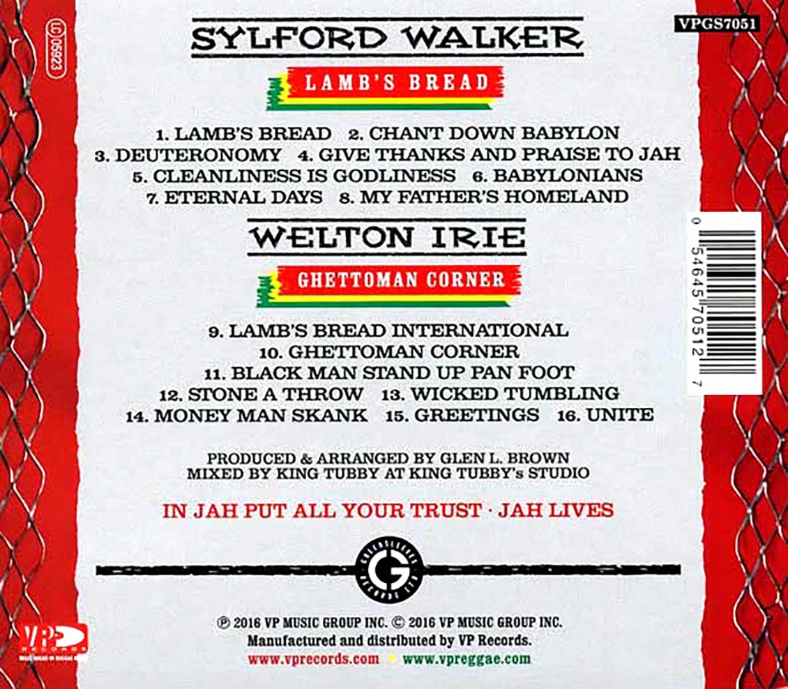 Sylford Walker, Welton Irie - Lamb's Bread + Ghettoman Corner (incl. large booklet) [New CD]
