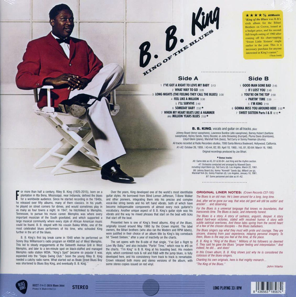BB King - King Of The Blues (+4 bonus tracks) (ltd. ed.) (180g) [New Vinyl Record LP]