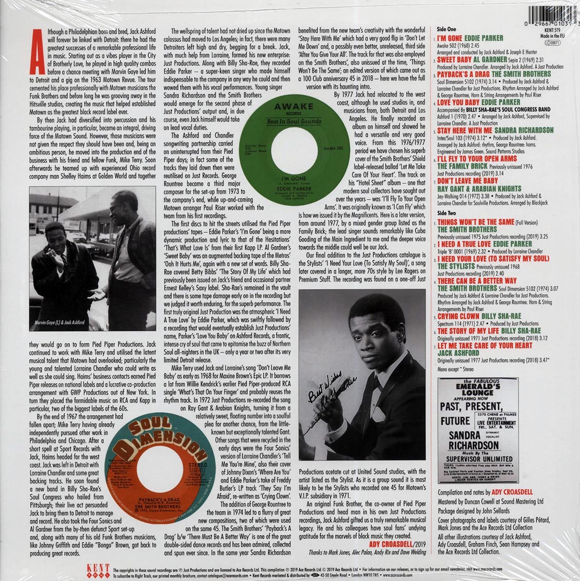 Sandra Richardson, Billy Sha-rae, Eddie Parker, Etc. - Jack Ashdord's Just Productions [New] [New Vinyl]