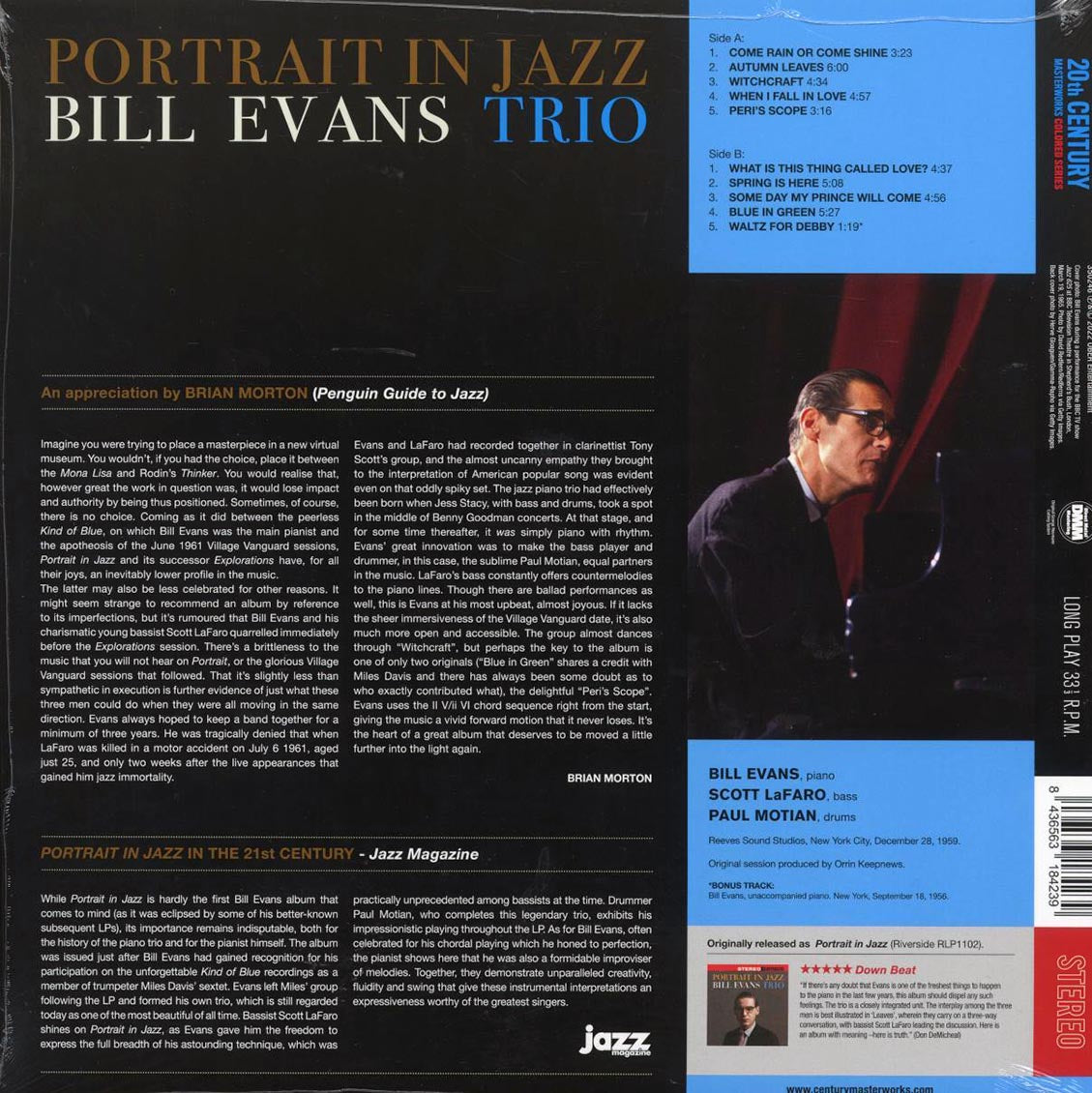 Bill Evans Trio - Portrait In Jazz (+bonus track) (ltd. ed.) (180g) (blue vinyl) [New Vinyl Record LP]