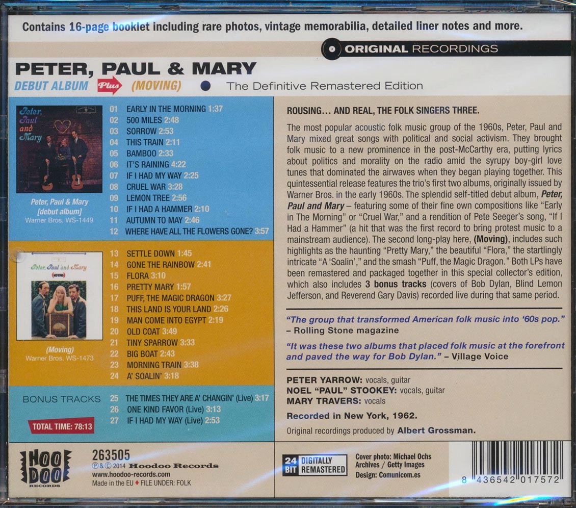 Peter, Paul & Mary - Peter, Paul & Mary + Moving [New CD]