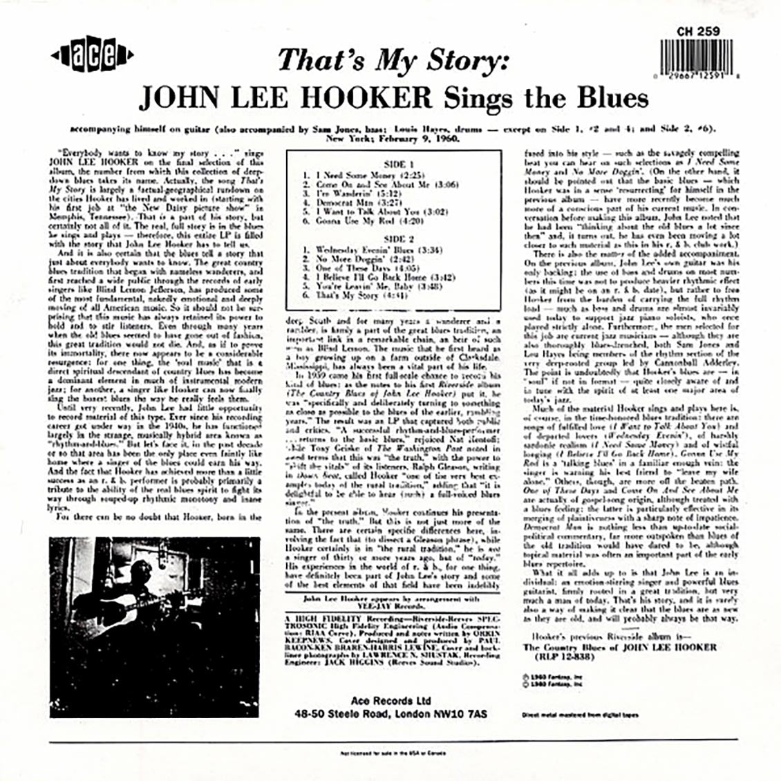John Lee Hooker - That's My Story: Sings The Blues [New Vinyl Record LP]
