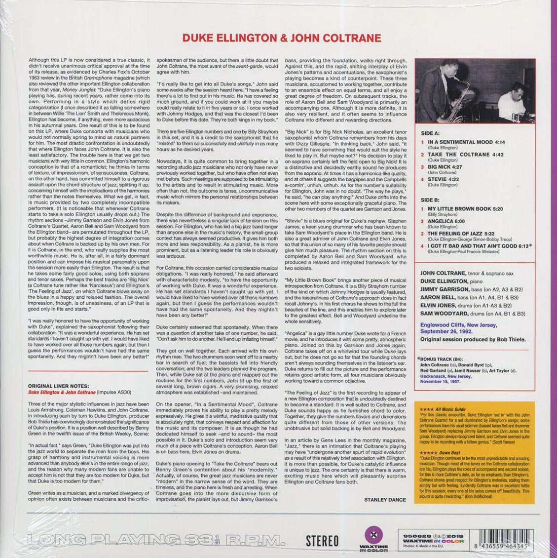 Duke Ellington, John Coltrane - Duke Ellington & John Coltrane (+bonus track) (180g) (purple vinyl) (remastered) [New Vinyl Record LP]