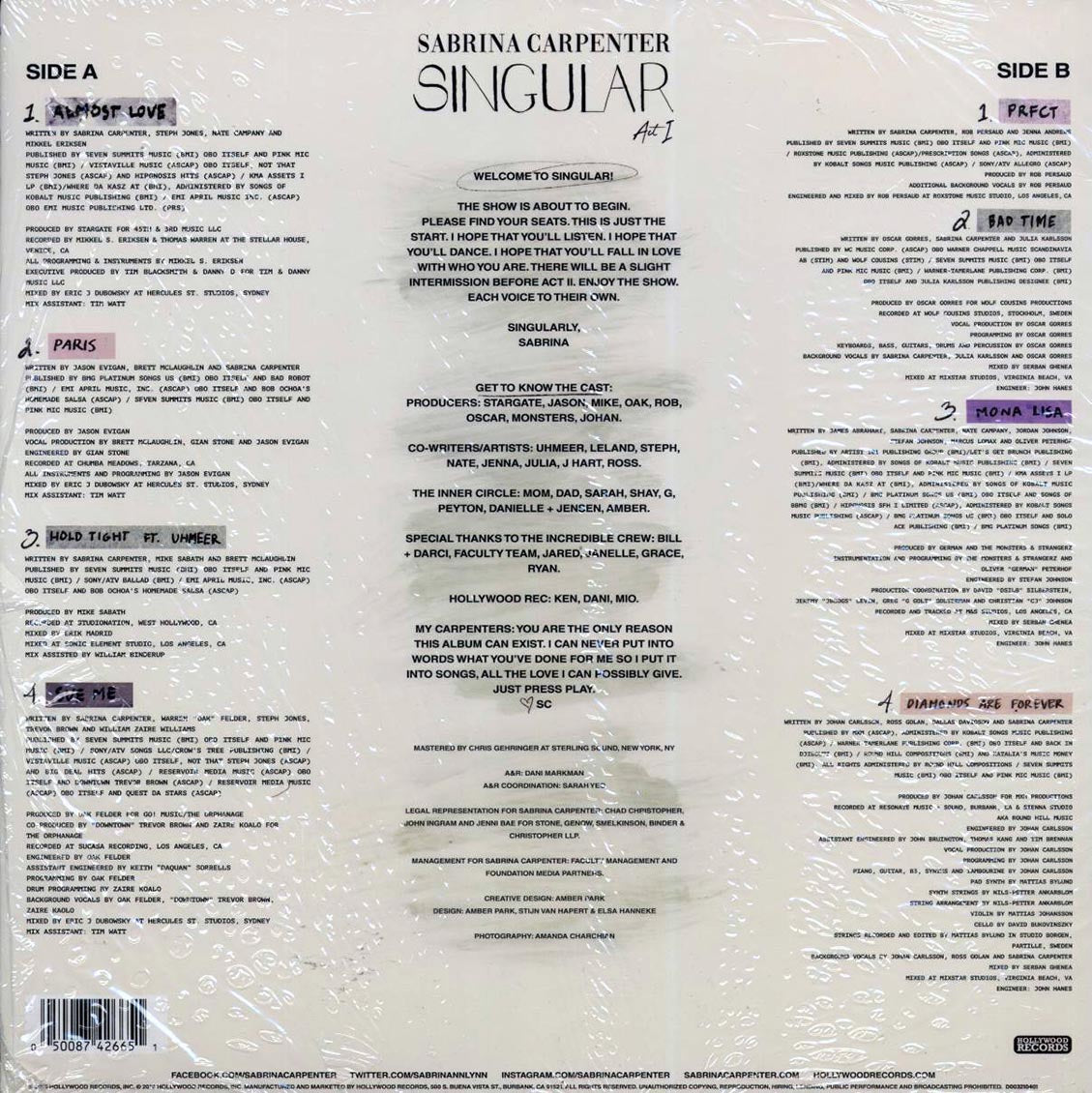 Sabrina Carpenter - Singular Act I [New Vinyl Record LP]