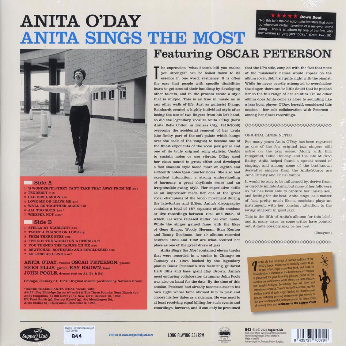 Anita O'Day - Anita Sings The Most (+3 bonus tracks) (ltd. ed.) (180g) [New Vinyl Record LP]