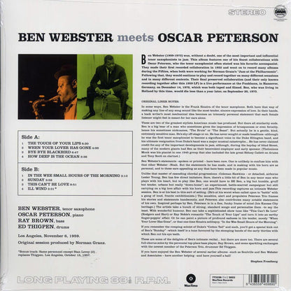 Ben Webster, Oscar Peterson - Ben Webster Meets Oscar Peterson (+bonus track) (ltd. ed.) (180g) [B] [New Vinyl Record LP]