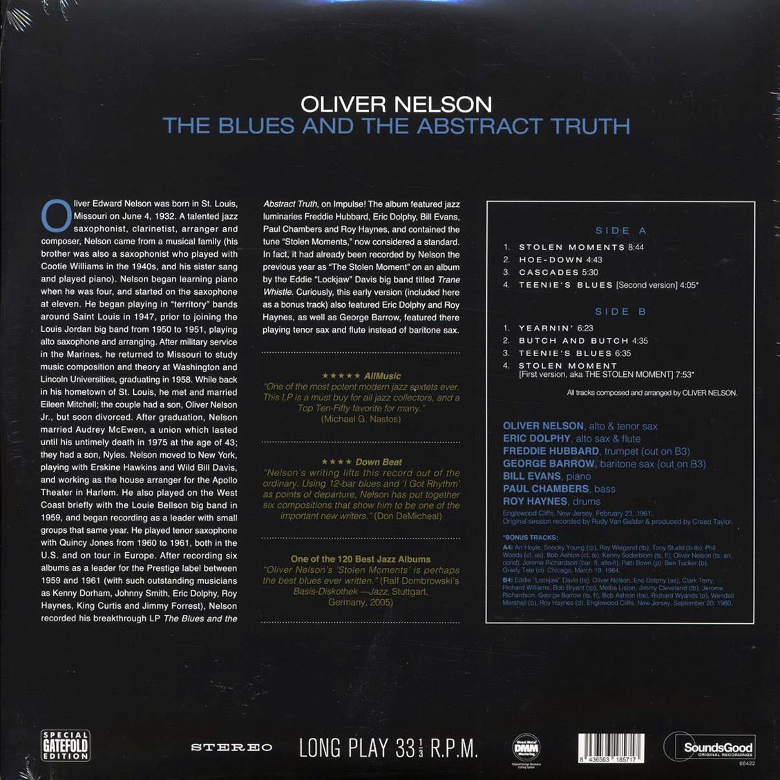 Oliver Nelson - The Blues And The Abstract Truth (+2 bonus tracks) (180g) (remastered) [New Vinyl Record LP]
