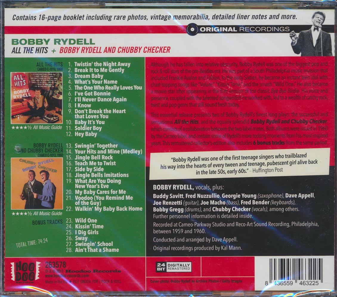 Bobby Rydell - All The Hits + Bobby Rydell And Chubby Checker (2 albums on 1 CD) (28 tracks) (incl. 16-page booklet) (remastered) (24-bit mastering) [New CD]