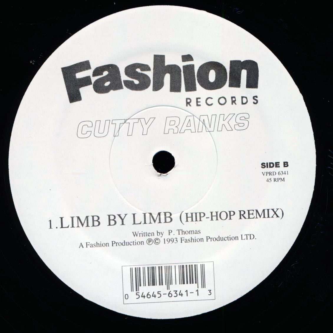 Cutty Ranks - Limb By Limb (Vocal); Cutty Ranks - Limb By Limb (Acapella)  /  Cutty Ranks - Limb By Limb (Hip Hop Mix) (rhythm: "Pitch") [New Vinyl Record 12" Single]