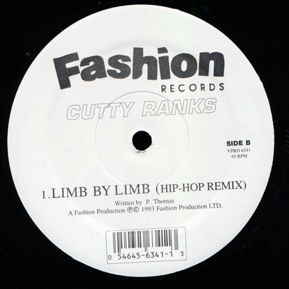 Cutty Ranks - Limb By Limb (Vocal); Cutty Ranks - Limb By Limb (Acapella)  /  Cutty Ranks - Limb By Limb (Hip Hop Mix) (rhythm: "Pitch") [New Vinyl Record 12" Single]