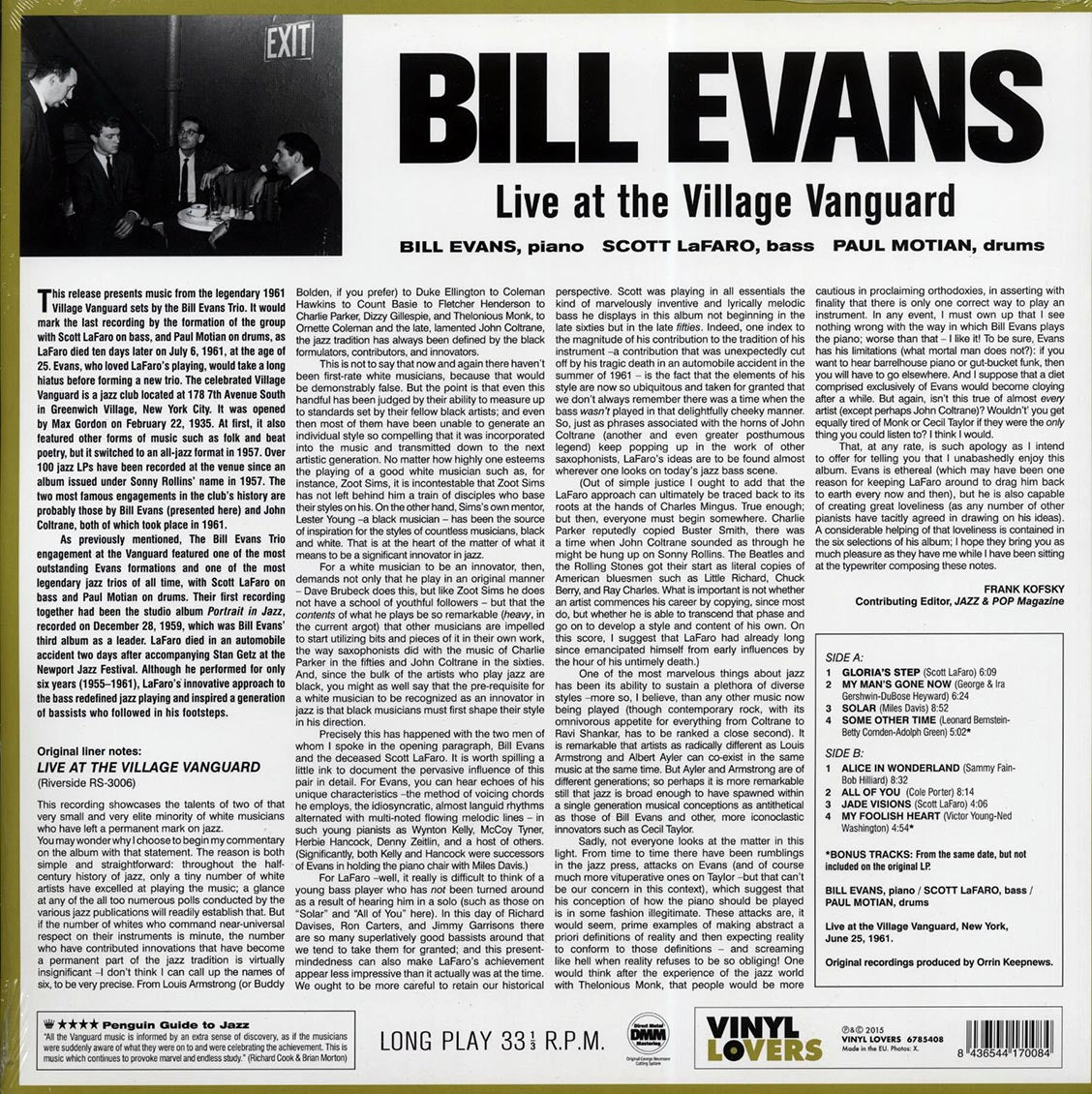 Bill Evans - Live At The Village Vanguard (ltd. ed.) (180g) (remastered) [New Vinyl Record LP]