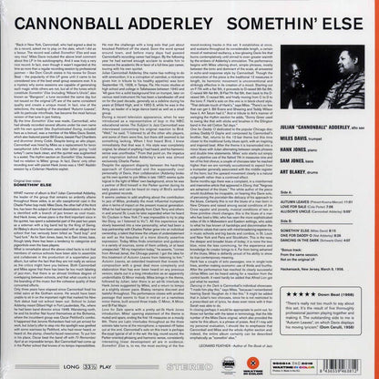 Cannonball Adderley, Miles Davis, Hank Jones, Sam Jones, Art Blakey - Somethin' Else (+bonus track) (ltd. ed.) (180g) (orange vinyl) [New Vinyl Record LP]