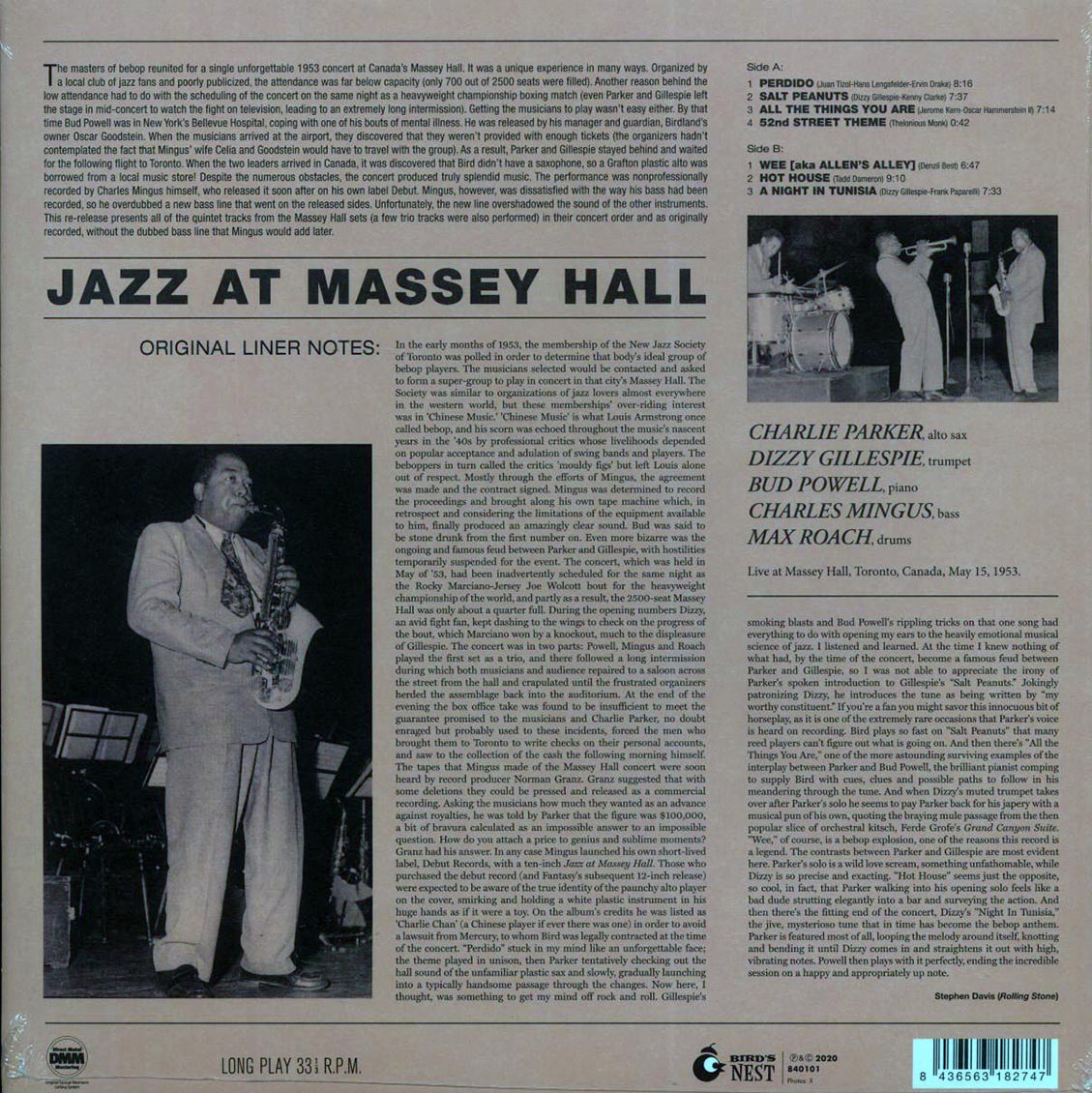 Charlie Parker, Dizzy Gillespie, Bud Powell, Charles Mingus, Max Roach - Jazz At Massey Hall (ltd. ed.) (180g) (yellow vinyl) [New Vinyl Record LP]